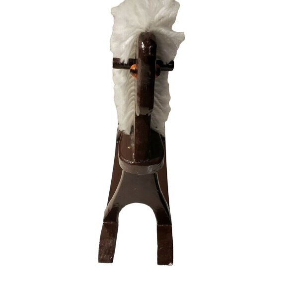 Handcrafted Brown & White Wooden Rocking Horse Toy Decor - Picture 2 of 8